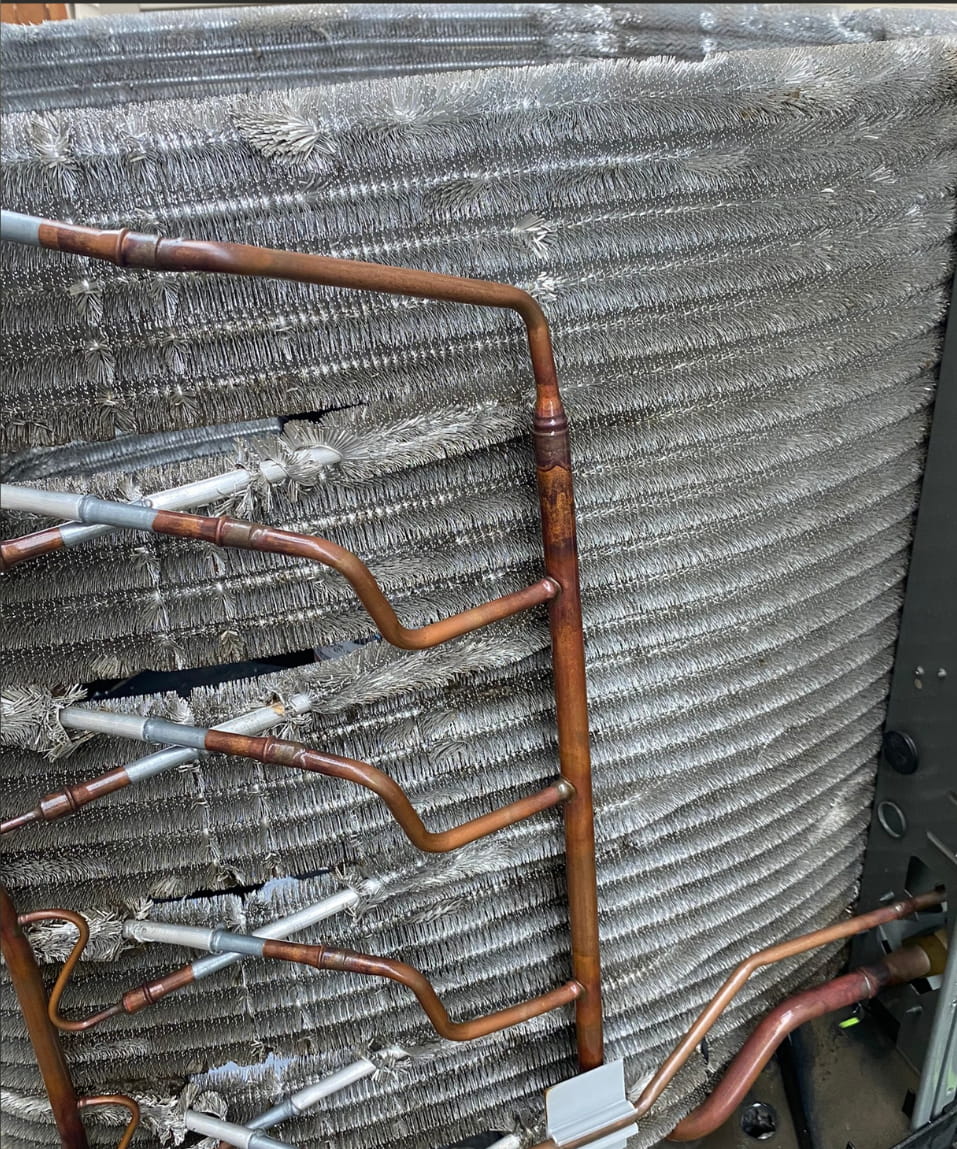 Clean condenser coil after professional cleaning